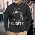 What Cat With Knife Graphic Long Sleeve T-Shirt Gifts for Old Men