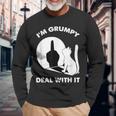 Cat Cat Shadow I'm Grumpy Deal With It Long Sleeve T-Shirt Gifts for Old Men