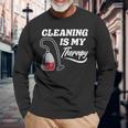 Cleaning Is My Therapy Housekeeping Housekeeper Long Sleeve T-Shirt Gifts for Old Men