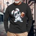 Dabbing Bunny Playing Football Easter Day Boys Girls Long Sleeve T-Shirt Gifts for Old Men