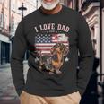 Dachshund Tattoo I Love Dad Fathers Day Patriotic Long Sleeve T-Shirt Gifts for Old Men