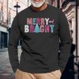 Merry And Bright Christmas Sparkle Family Xmas Pajamas Long Sleeve T-Shirt Gifts for Old Men