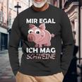 Mir Egal Ich Mag Schweine Pig Animals Pig Langarmshirts Geschenke für alte Männer