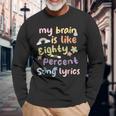 Music Lover Quote My Brain Is 80 Percent Song Lyrics Long Sleeve T-Shirt Gifts for Old Men