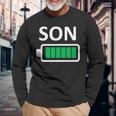 Nerdy Family Son Full Battery Never Tired Geek Long Sleeve T-Shirt Gifts for Old Men