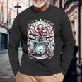 Octopus Playing Drums Drummer Music Lover Percussions Long Sleeve T-Shirt Gifts for Old Men