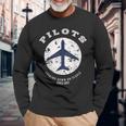 Pilot Quote Retro Airplane Vintage Aircraft Aviators Long Sleeve T-Shirt Gifts for Old Men