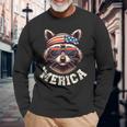 Raccoon 4Th Of July American Flag Patriotic Raccoon Long Sleeve T-Shirt Gifts for Old Men