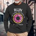 Running Donuts Marathon Mens Motivation Long Sleeve T-Shirt Gifts for Old Men
