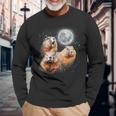 Three Groundhog Moon 3 Groundhog Head Groundhog Day Long Sleeve T-Shirt Gifts for Old Men