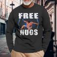 Wrestling Free Hugs Wrestling Vintage Long Sleeve T-Shirt Gifts for Old Men
