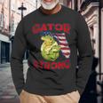Gator Strong Florida State Gator American Flag Florida Map Long Sleeve T-Shirt Gifts for Old Men