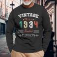 Geboren Im Jahr 1934Intage Made In 1934 Geburtstag Jahrestag 90 Langarmshirts Geschenke für alte Männer