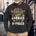 Gobble Till You Wobble Toddler Boys Thanksgiving Pumpkin Long Sleeve T-Shirt Gifts for Old Men