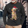 Golden Retriever Christmas Santa Hat Xmas Lights Dog Lover Long Sleeve T-Shirt Gifts for Old Men