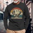 Golden Retriever Dog Life Is Golden Retro Vintage Langarmshirts Geschenke für alte Männer