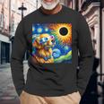 Golden Retriever Solar Eclipse 2024 Van Gogh Starry Night Long Sleeve T-Shirt Gifts for Old Men