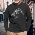 Gorilla Face Angry Growling Scary Silverback Gorilla Long Sleeve T-Shirt Gifts for Old Men