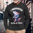 I Graduated Graduate Class Of 2024 Shark Graduation Long Sleeve T-Shirt Gifts for Old Men