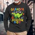 Grandpa Of The Birthday Boy T-Rex Rawr Dinosaur Birthday Boy Long Sleeve T-Shirt Gifts for Old Men
