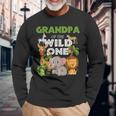 Grandpa Of The Wild One Zoo Birthday Safari Jungle Animal Long Sleeve T-Shirt Gifts for Old Men