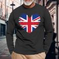 Great Britain Heart Outfit Britain Heart Flag Long Sleeve T-Shirt Gifts for Old Men