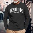 Groom Bride Est 2024 Retro Just Married Couples Wedding Long Sleeve T-Shirt Gifts for Old Men