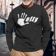 Grungy Hand Print Lefty Pride 2 Fun Long Sleeve T-Shirt Gifts for Old Men