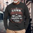Gunn Blood Runs Through My Veins Vintage Family Name Long Sleeve T-Shirt Gifts for Old Men