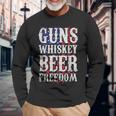 Guns Whisky Beer And Freedom Us Flag Long Sleeve T-Shirt Gifts for Old Men