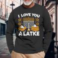 Hanukkah I Love You A Latke Pajamas Chanukah Hanukkah Pjs Long Sleeve T-Shirt Gifts for Old Men