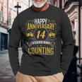 Happy Anniversary 14 Years And Counting Long Sleeve T-Shirt Gifts for Old Men