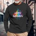 Happy Birthday Regenbogenfarbe Splash Neon Rot Orange Blau Top Langarmshirts Geschenke für alte Männer