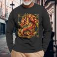 Happy Chinese New Year 2024 Lunar New Year Red Dragon Long Sleeve T-Shirt Gifts for Old Men