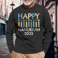 Happy Hanukkah 2023 Love And Light Jewish Menorah Family Long Sleeve T-Shirt Gifts for Old Men