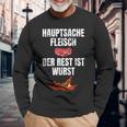 Hauptsache Fleischesser Meat Der Rest Ist Wurst Langarmshirts Geschenke für alte Männer