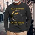 Hello Darkness My Old Friend Solar Eclipse 2024 Cat Lovers Long Sleeve T-Shirt Gifts for Old Men