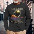Hello Darkness My Old Friend Solar Eclipse April 08 2024 Long Sleeve T-Shirt Gifts for Old Men