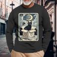 The Hermit Tarot Card Cat In Box Mystic Cat Long Sleeve T-Shirt Gifts for Old Men