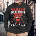 Herren Grillen Ist Kochen Für Männer Grillmeister Spruch Papa Opa Langarmshirts Geschenke für alte Männer