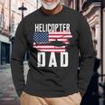 Herren Hubschrauber Papa Usa Flagge Hubschrauber Pilotatertag Langarmshirts Geschenke für alte Männer