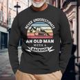 Herren Old Man With A Backhoe Lustiger Bagger Geschenk Papa Langarmshirts Geschenke für alte Männer