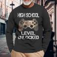 High School Level Unlocked Video Gamer First Day Of School Long Sleeve T-Shirt Gifts for Old Men