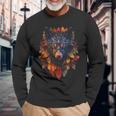Hojas De Otoño De Lobo Arte Animal Motivo Lobo Camiseta de manga larga Regalos para ancianos