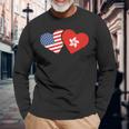 Hong Kong Usa FlagHeart Hongkonger American Love Long Sleeve T-Shirt Gifts for Old Men