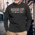 Hooray It's Library Day Reader Books Lover Groovy Long Sleeve T-Shirt Gifts for Old Men