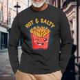 Hot & Salty Winking French Fries Flirtatious Lover Fast Food Long Sleeve T-Shirt Gifts for Old Men