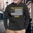 Houlton Maine Solar Eclipse 2024 Us Flag Long Sleeve T-Shirt Gifts for Old Men