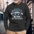 Human By Chance Alpha By Choice Cool Alpha Wolf Women Long Sleeve T-Shirt Gifts for Old Men