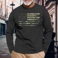 Husband Daddy Protector Hero Fathers Day American Flag Mens Long Sleeve T-Shirt Gifts for Old Men